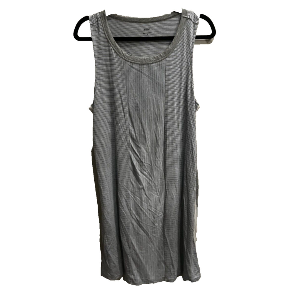 DKNY Women's Cotton Striped Dress Size M Grey
